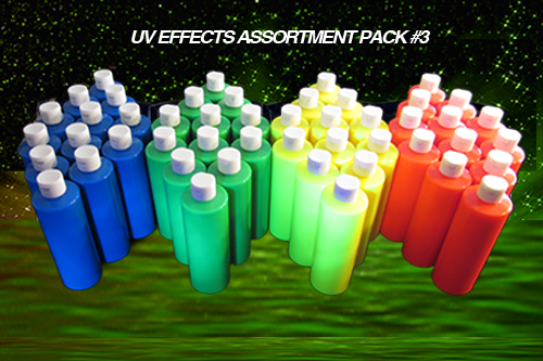 UV Effects Paint Blacklight Party/Skin Design Paint - Assortment #3 - Blue, Green, Red, Yellow