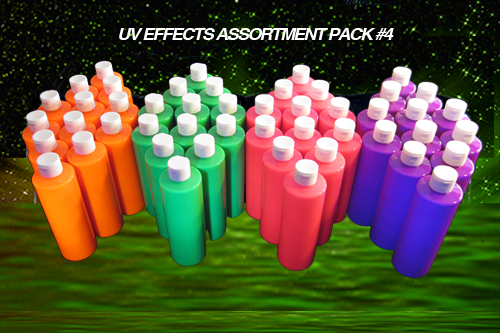 UV Effects Paint Blacklight Party/Skin Design Paint - Assortment #4 - Green, Orange, Pink, Purple