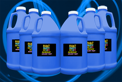 6 Pack - ½ Gallon Acrylic Neon Blacklight Paint (UV Glow) - Blue