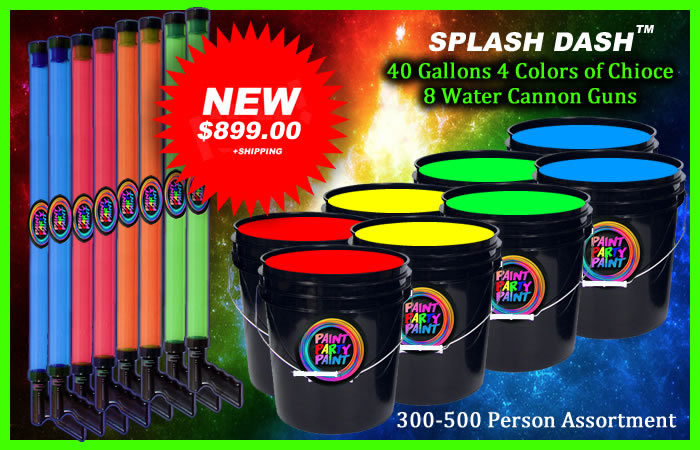 Color Run Paint in Assorted Colors - Washable Fluorescent Paint with Paint Guns - SPLASH DASH